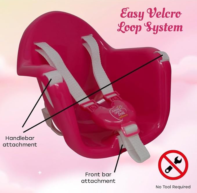 Doll Bike Seat Carrier for Baby Doll and 18 Inch Dolls with Doll Helmet. No Tools Required Bicycle and Scooters seat Accessories for Dolls