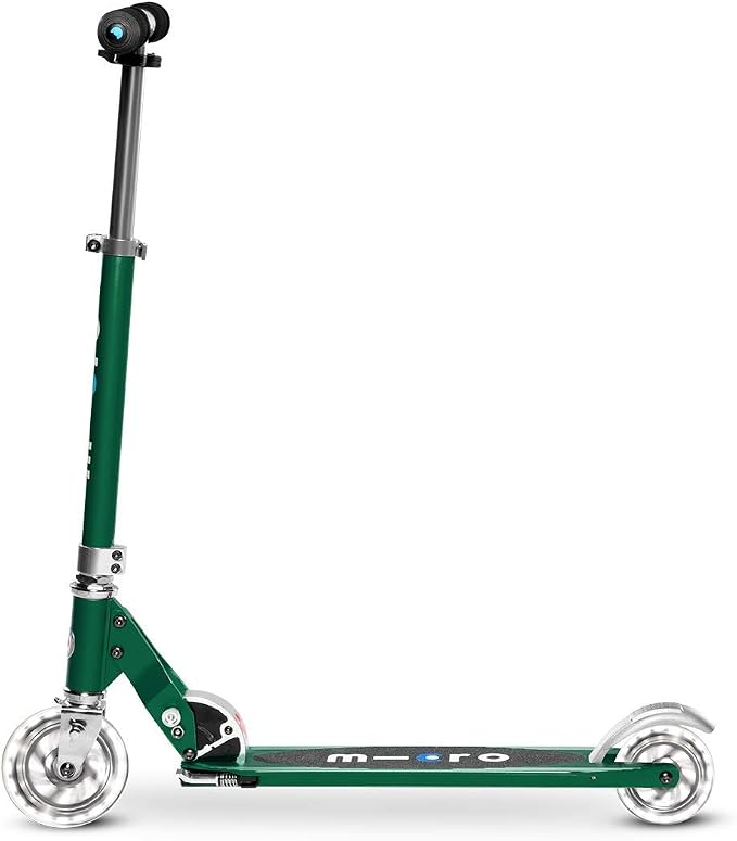 Micro Kickboard | Sprite Foldable LED Scooter for Ages 6+ | Children up to 220 lbs | 2 Wheel | Travel Ready | Adjustable T Bar | Smooth Ride, Motion Activated PU LED Wheels | Swiss Design