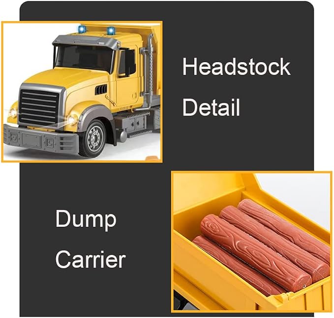 RC Dump Truck Toy for Kids - 6 Channel Remote Control Dump Truck with LED Lights, RC Construction Vehicle Truck Toys with 2 Rechargeable Batteries, Gifts Ideas for 3-8 Years Old Boys and Girls