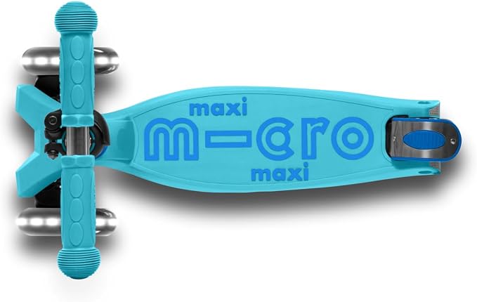 Micro Kickboard | Maxi Foldable LED Kids Scooter for Ages 5-12 | Children up to 110 lbs | 3 Wheel Lean-to-Steer Design | Adjustable T Bar | Smooth Ride, Motion Activated PU LED Wheels | Swiss Design