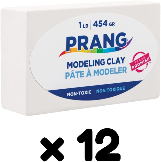 Prang Modeling Clay, White, 1 lb. Block, Case of 12 Blocks, 192 oz. Total | Pliable, Non-Hardening, Non-Staining, Easy Clean-Up, Perfect for Preschool and Elementary Aged Children