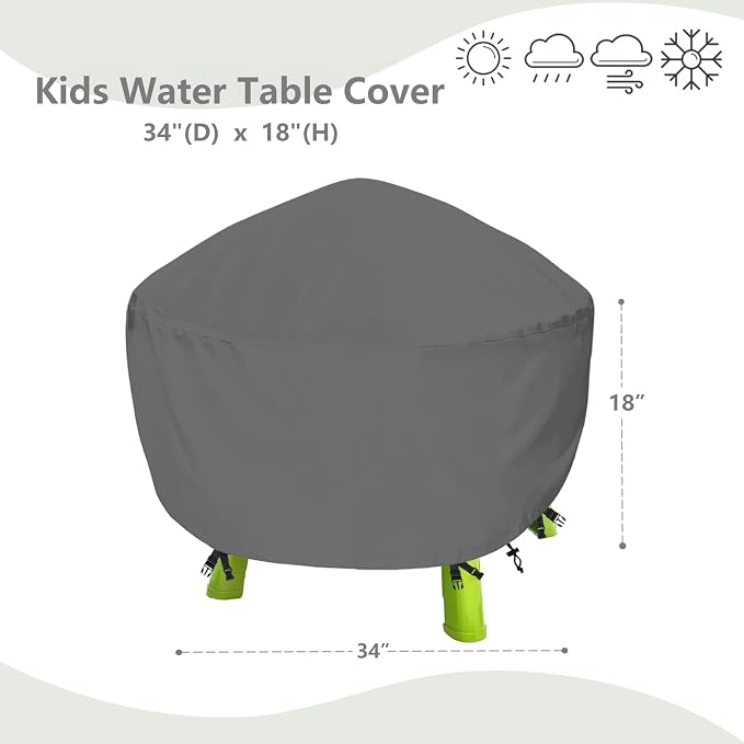 Kids Water Table Cover Fit Rain Showers Splash Pond Water Table,Waterproof Dust Proof Anti-UV Outdoor Toys Cover-Grey
