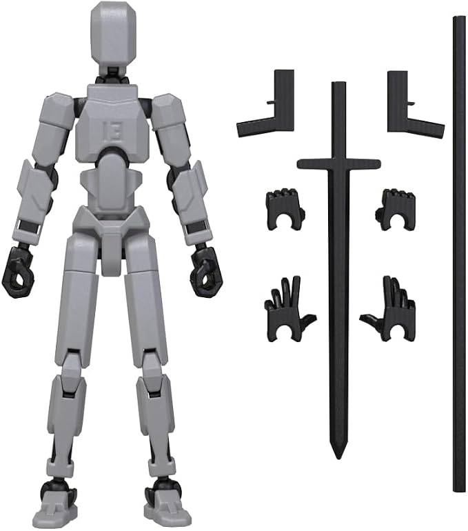 MerryXD T13 3D Action Figure,Assembly Completed Dummy Nova Titan Lucky 13 Action Figure 3D Printed Multi-Jointed Movable Toy Grey