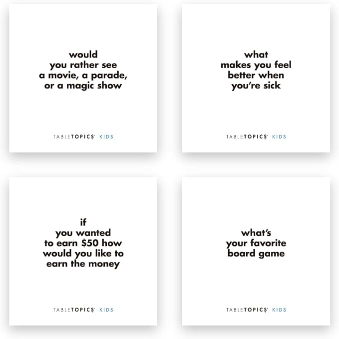 TableTopics Kids "To Go" Question Game with Conversation Cards for Kids - 40 Conversation Starters for Families to Play at the Dinner Table, Family Game Night, & Road Trips