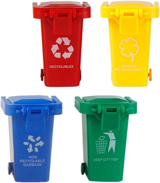 Kids Push Toy Vehicles Garbage Truck's Trash Cans Toys Mini Curbside Vehicle Garbage Bin