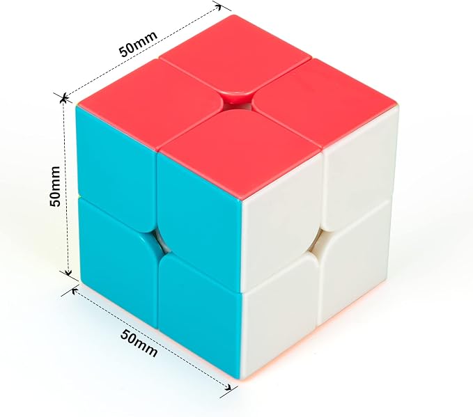 Stickerless 2x2 Speed Cube with Stand & Tutorial – Easy-Turn Brain Teaser for Kids & Adults, STEM Educational Toy, Classroom, Office & Travel Fun