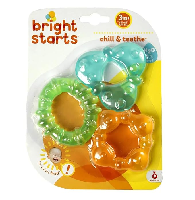 Bright Starts Chill & Teethe Water-Filled BPA-Free Baby Teething Toy, Ages 3 Months+, (Pack of 2)
