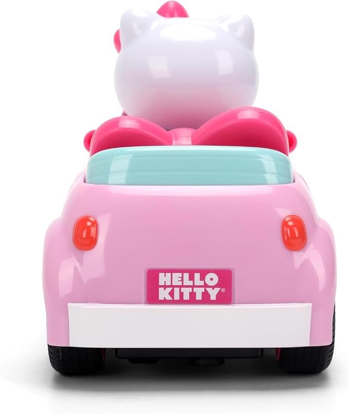 Jada Hello Kitty RC Car 1:32 Scale Vehicle – Simple Function Remote Control Pink Convertible with Non-Removable Figure Toys