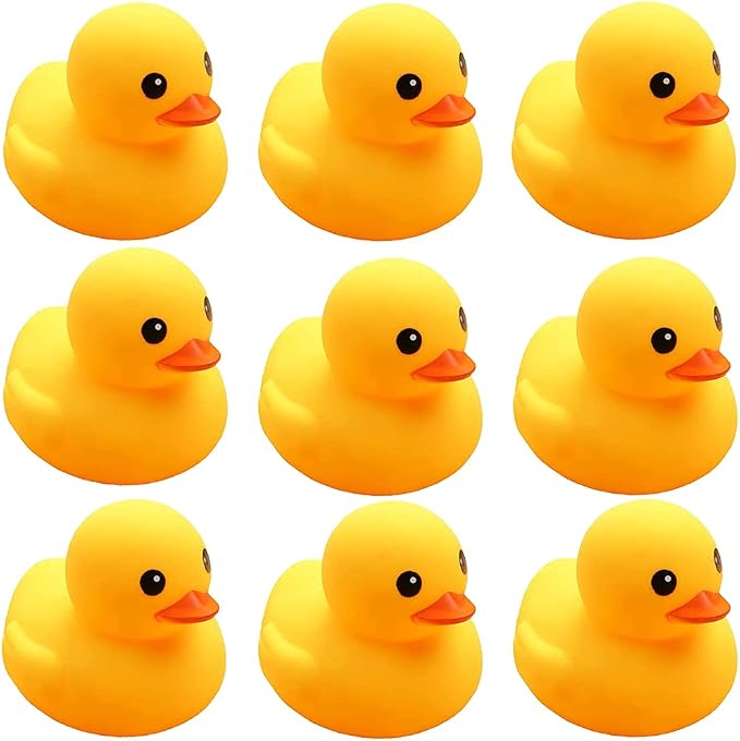 CICITOYWO Yellow Rubber Ducks, 10pcs Preschool Bath Toys Bathtub Floating Squeaky Duckies Gift for Baby Shower Infants Kids Toddler Party Decoration
