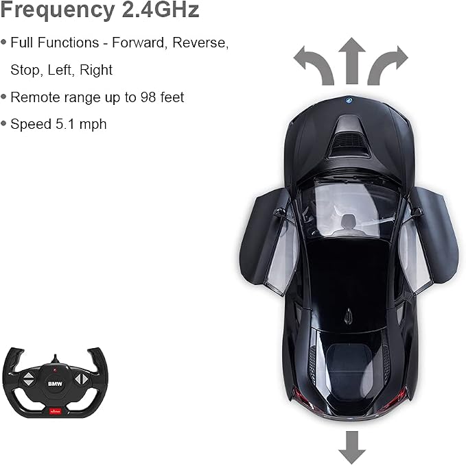 RASTAR Remote Control Car, 1:14 BMW i8 Radio Remote Control Racing RC Toy Car Model Vehicle, Open Doors by RC, MattBlack