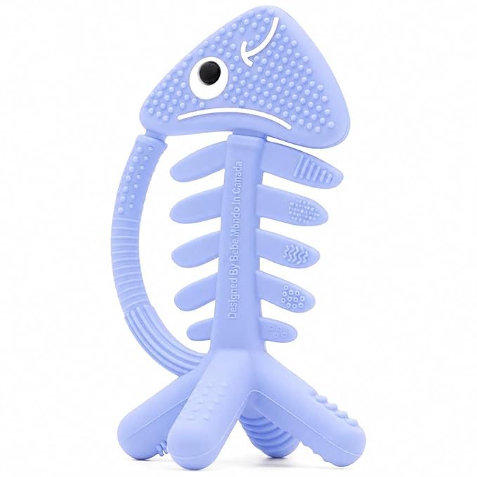 3 in 1 Infant Toys, Baby Teething Toys 3–6 6–12 Months, Teethers for Babies 0–3–6–12 Months for Teething Relief, Baby Gift, Baby Teether Toys,Silicone Sensory Toys,USA Patent Pending,Fish (Baby Blue)