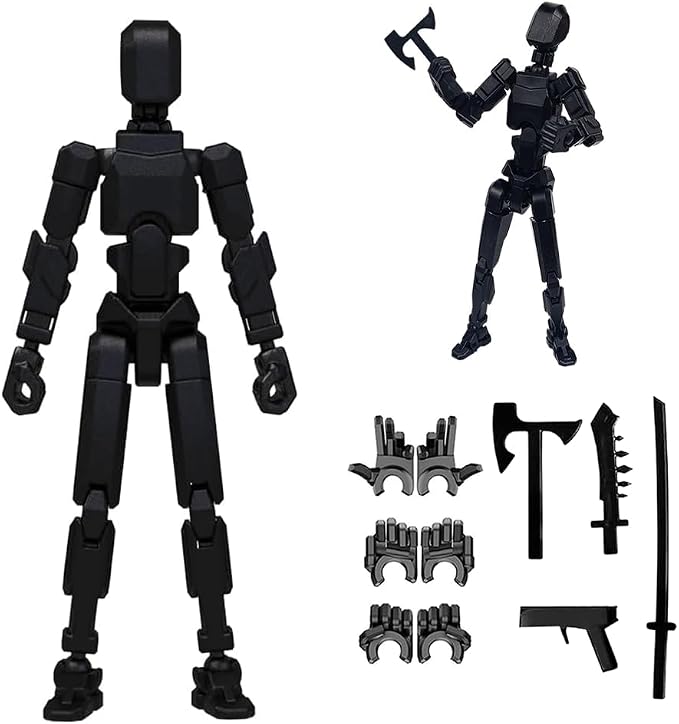Dumwick Titan 13 Action Figure,2026 New Lucky Robot 13 Action Figures,3D Printed Action Figure,Dummy Robot 13 Action Figures Desktop Decorations Game Gifts (Black,1pc)