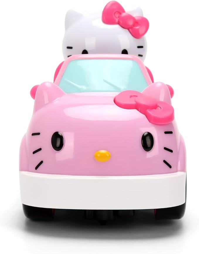 Jada Hello Kitty RC Car 1:32 Scale Vehicle – Simple Function Remote Control Pink Convertible with Non-Removable Figure Toys