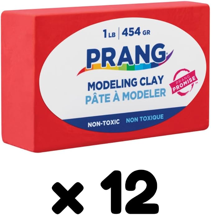 Prang Modeling Clay, Red, 1 lb. Block, Case of 12 Blocks, 192 oz. Total | Pliable, Non-Hardening, Non-Staining, Easy Clean-Up, Perfect for Preschool and Elementary Aged Children