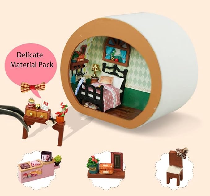 Miniature Dollhouse Kit DIY Wooden Dolls House,Tiny House kit with Furniture, Great Handmade Crafts Gift for Birthday Valentine's Day (Rabbit Dessert Shop)