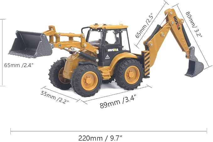 Ailejia Die-cast Backhoe Loader Excavator Truck Toys Heavy Duty Wheeled 1/50 Metal Engineering Vehicle Construction Tractor Model Toy for Boys (Backhoe)