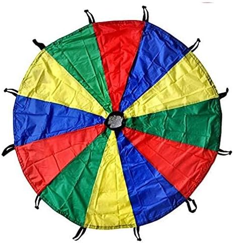 GSi Kids Play Parachute Rainbow Parachute Toy Tent Game for Children Gymnastics Cooperative Play and Outdoor Playground Activities (35 Feet)
