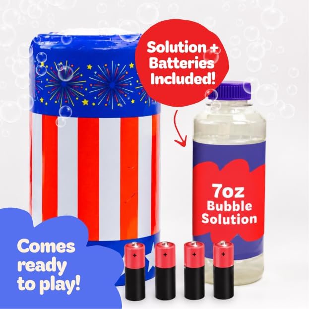 Move2Play Bubble Blower | Bubble Machine | Bubble Toy for Toddlers, Boys and Girls | Indoor & Outdoor | Birthday Party | Summer Fun | Gift for Girls 1, 2, 3, 4+ Years Old (4th of July) (Fireworks)