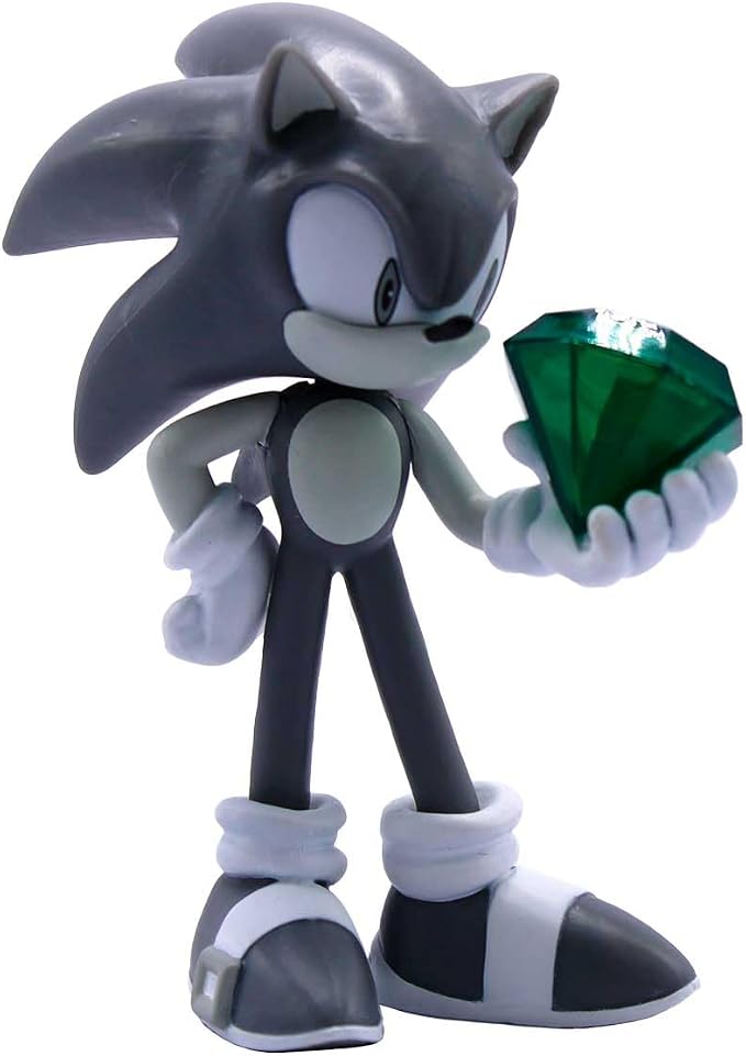 Just Toys LLC Sonic The Hedgehog Buildable Figure, Black & White Limited Edition – 4″ Collectible Toy with Moveable Arms & Accessories (Gold Ring & Chaos Emerald)