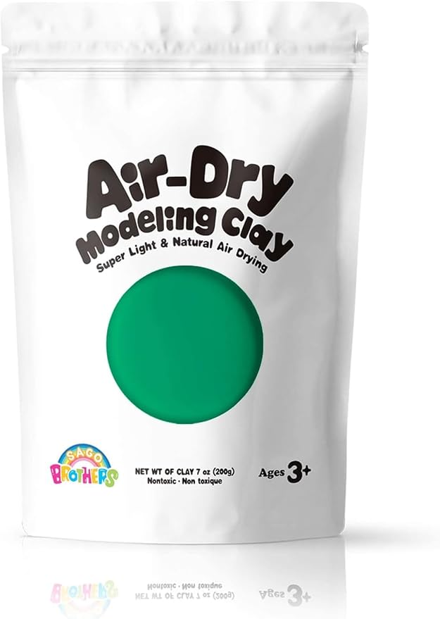 Sago Brothers Modeling Clay for Kids - Green, 7 oz Molding Magic Clay for Kids Air Dry, Super Soft Clay for DIY Slime, Ultra Light Air Dry Modeling Clay for Toddlers Children Teens | Molding magic clay for kids air dry, super soft for DIY slime. Ultra ...