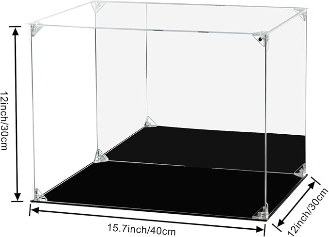 Acrylic Display Case for Collectibles Assemble Clear Acrylic Display Box with Mirrored Back, Alternative Glass Case for Action Figures Lego Model Doll Toys Display (15.7x12x12 inch, 40x30x30 cm)
