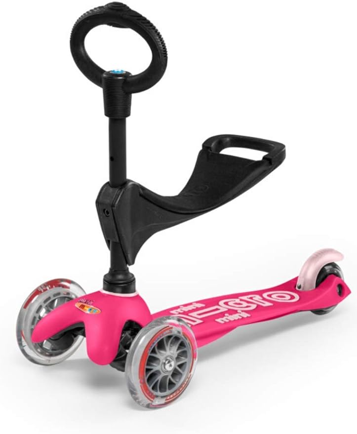 Micro Kickboard | Mini 3-in-1 Deluxe Toddler Scooter for Ages 1–5 | Ride-On with Removable Parent Push Bar | 3 Wheel Lean-to-Steer Design | Adjustable T Bar | Smooth Ride PU Wheels | Swiss Design