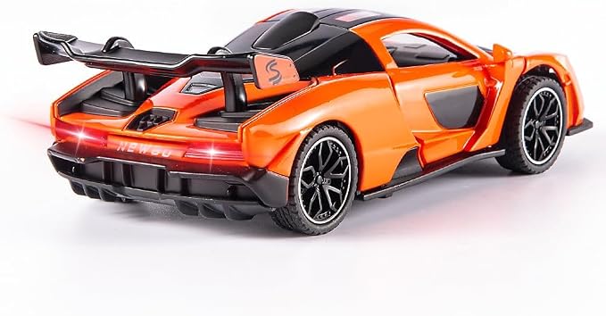 Fast & Furious 1:32 McLaren Senna Diecast Cars,Toy Cars with Light Sound and Pull Back,Birthday Gifts for Boys and Boyfriends(Orange)