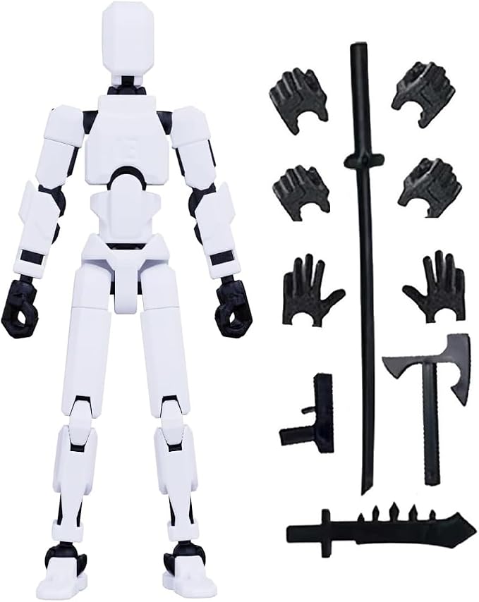 Titan T13 Action Figures Set -(Assembly Required) Robot Action Figure Fidget Toys for Nova N13 Anime Figures with 3D Lucky Dummy 13 Robot Figures Multi Movable Joints Gifts (White)
