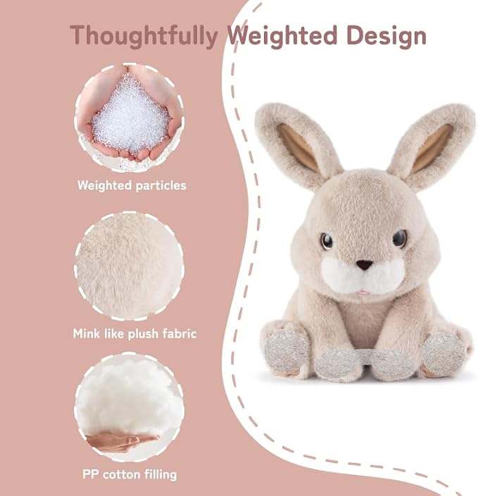 Niuniu Daddy 14" | 3.5 Pound Weighted Bunny Stuffed Animal for Kids & Adults, Rabbit Large Plush Toy with Soft Fur, Weighted Plushies Pillow for Sensory Calm, Huggable Gift for Everyday Comfort