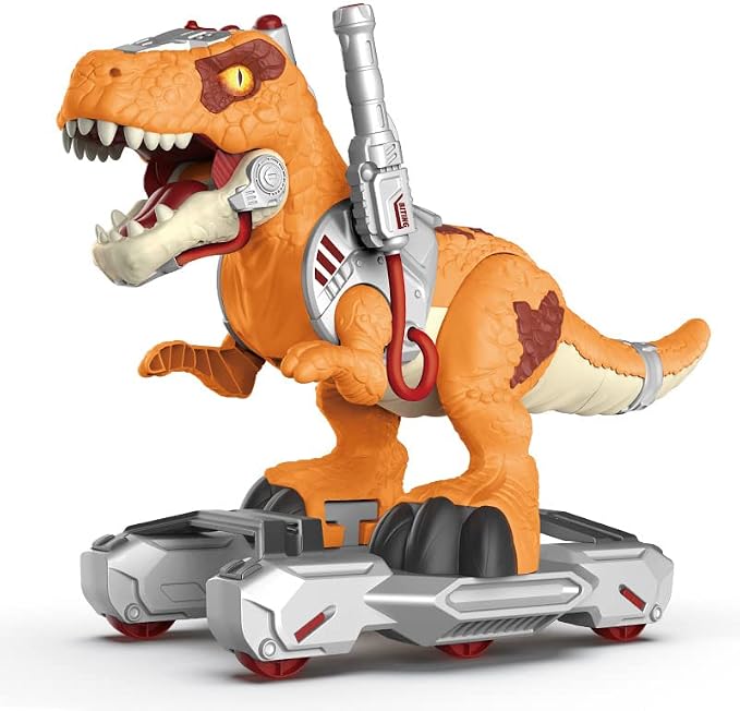 Kids Electric Dinosaur Ride On Toys, Toddler Ride On Cars with Music, Light & Smoke, Preschool Kids Scooter Foot-to-Floor Walker, Toddler Electric Car Toy Chrismas Birthday Gifts Indoor Outdoor,Yellow