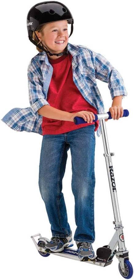 Razor A2 Kick Scooter for Kids Ages 5+ – Wheelie Bar, Foldable, Lightweight, Aluminum Frame, Front Vibration Reducing System, Adjustable Height Handlebars