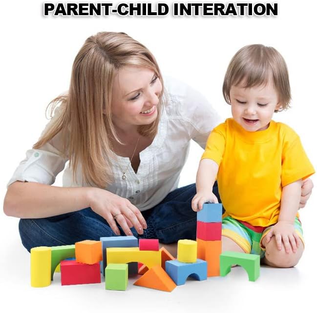 Pairez Toys Foam Building Blocks for Toddlers 2-4, 81 Pieces Soft Stacking Blocks Toy Set, Baby Bath Foam Toys, Sensory and Montosorri Toys for Boys & Girls 18+ Months