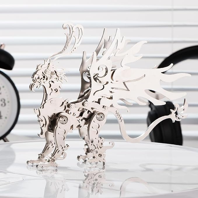 3D Metal Puzzles Toys The Meow Meow Family King and Princess Cat DIY Handmade Assembled Model Kits Ornaments Christmas New Year and Birthday Gifts for Adult (Gu Diao Silver)