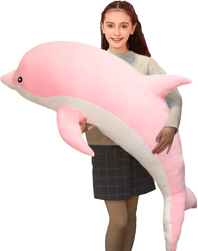 Somao Dolphin Stuffed Animals Plush Pillow Super Soft Sea Animal Plush Toys Dolls for Boys Girls Sleeping Cushion Gift (100cm/39.37in, Pink)