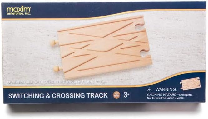 Maxim Enterprise, inc. Switching and Crossing Wooden Train Track, Advanced Expansion Track Compatible with Thomas & Friends, Brio, and All Major Brand Fine Wooden Train Sets and Railway Accessories