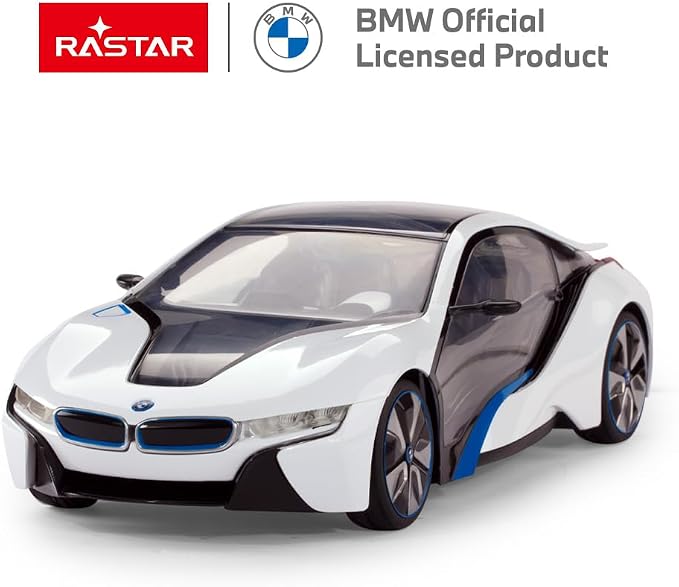 RASTAR BMW Toy Car, RC Cars 1/14 BMW i8 Remote Control Car for Kids, Interior Lights, White 2.4G