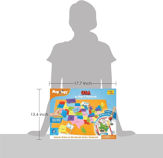 Imagimake Mapology United States Flash Card Puzzle with Flags, Country- Capitals | Educational Toy for Kids Ages 8-12 | Learn Geography Puzzles for Kids Ages 12-16 | Birthday Gift for Boys & Girls
