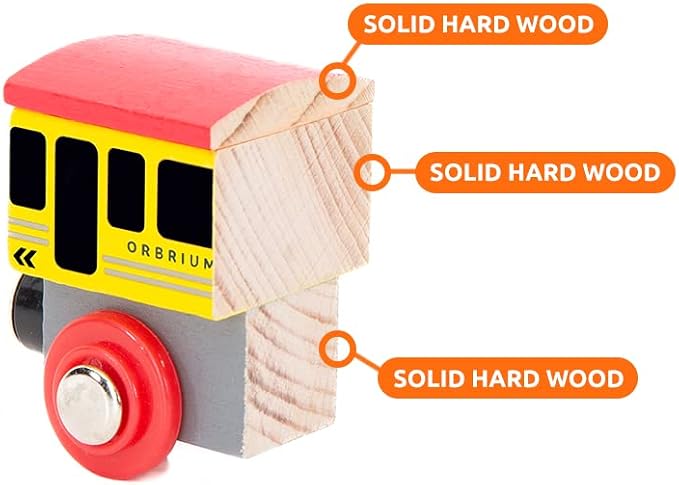 Wooden Train Set 12 PCS Magnetic Toy Train Cars with Storage Box Cover Tunnel Compatible with Thomas Brio Melissa and Doug Wooden Railway Toys for Grandkids Kids Toddlers Boys Girls