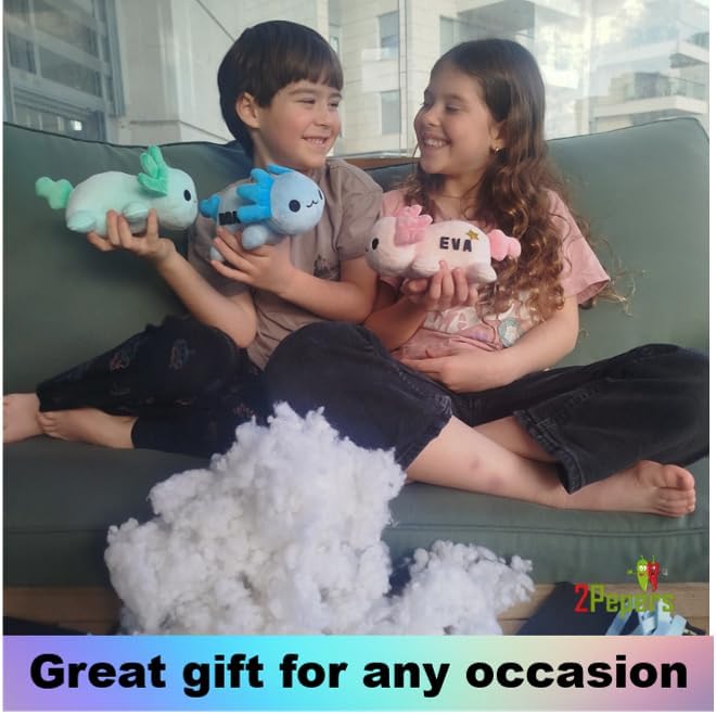 3-in-1 DIY Axolotl Plush Toys Arts and Crafts Kit for Kids, No Sew Axolotl Pillow Stuffed Animal Craft Set, Squishy Plushie STEM Sensory Toy & Birthday Gift for Girls & Boys Age 3 4 5 6 7 8 9 Year Old
