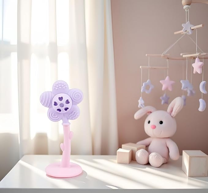 Merry Flower Silicone Baby Rattle Teether – 5 Textured Petals for Sore Gum Relief | Easy-Grip Handle for Little Hands | 100% Food Grade | BPA & Phthalate-Free | Sensory Toy 3-36 Months
