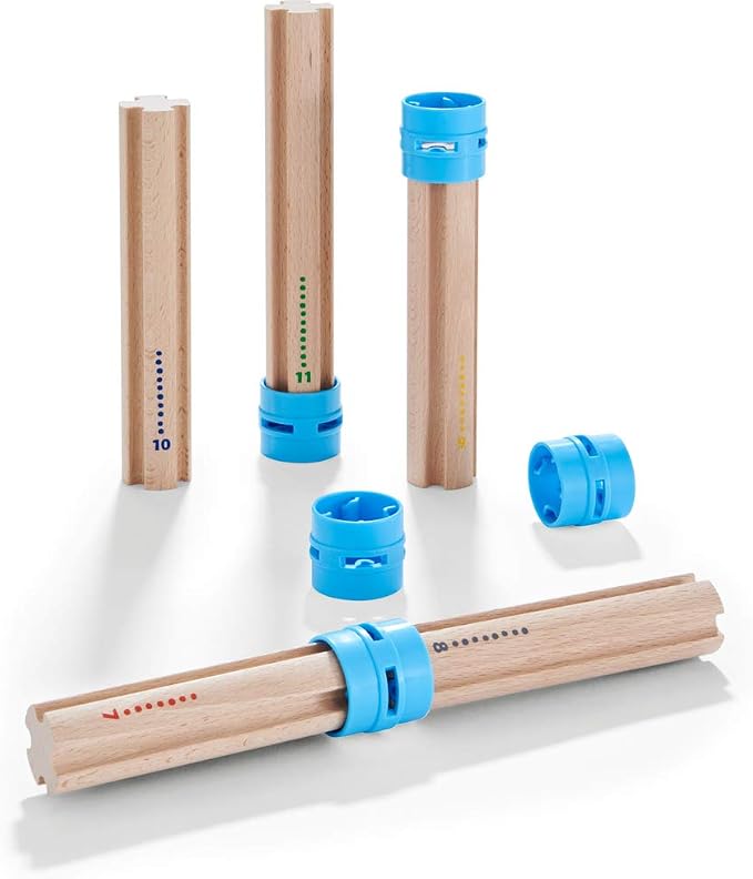 HABA Kullerbu Expansion Set - Tall Columns - 10 Piece Set for Creating Extra Tall Ball Track Layouts