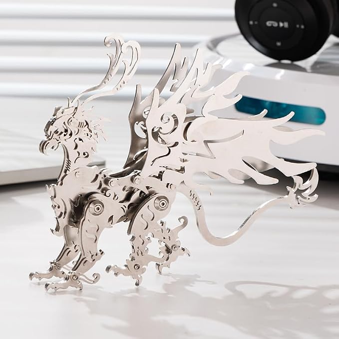 3D Metal Puzzles Toys The Meow Meow Family King and Princess Cat DIY Handmade Assembled Model Kits Ornaments Christmas New Year and Birthday Gifts for Adult (Gu Diao Silver)