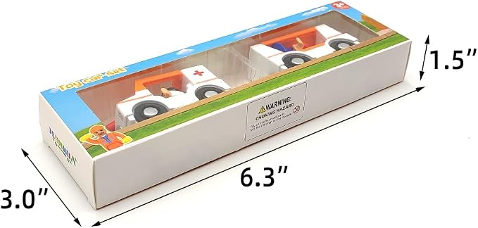 Magnetic Trains Cars Playset Wooden Train Track Accessories Station Wagon Train Set for Toddlers 3-5 Wooden Train Sets for Boys Girls Ages 3-4-7 (Ambulance B (with Light and Sound))