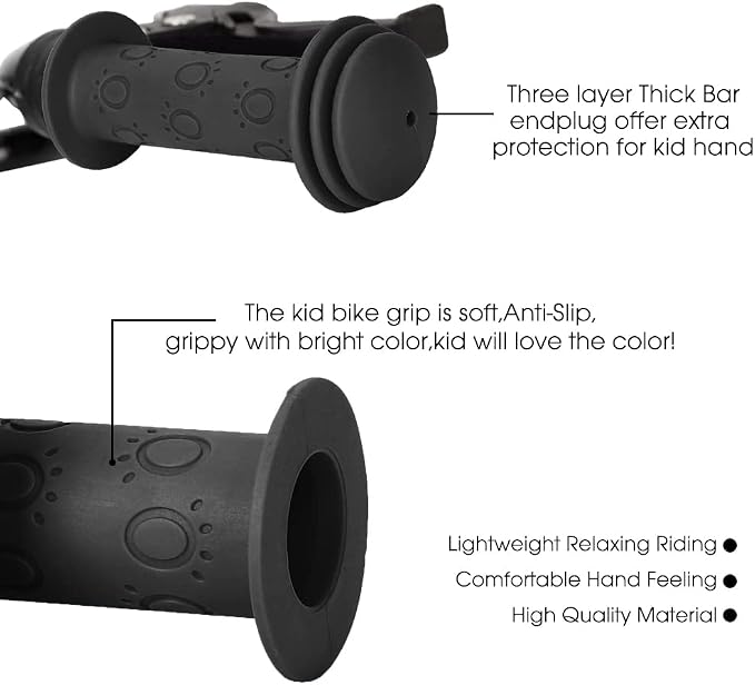 Kids Bike Grips - 105mm Bicycle Handlebar Grips With Mushroom Pattern for Bikes, Balance Bikes, and Kick Scooters