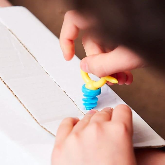 Makedo Scru 180 | Top-Up Your Tool Kit and Connect Up to 3 Layers of Cardboard | At Home Play and Classroom Learning | STEM and STEAM Educational Toys | Reusable Tools for Boys and Girls Age 4+