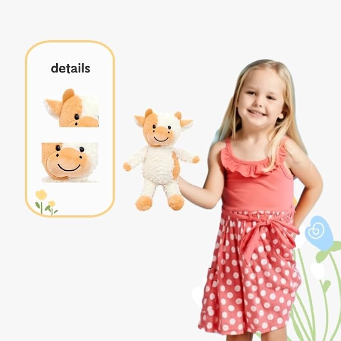 YUKOUQIAN Cow Plush Doll Toy - 11.8 inch for Girls & Boys (Stand Cow Yellow)