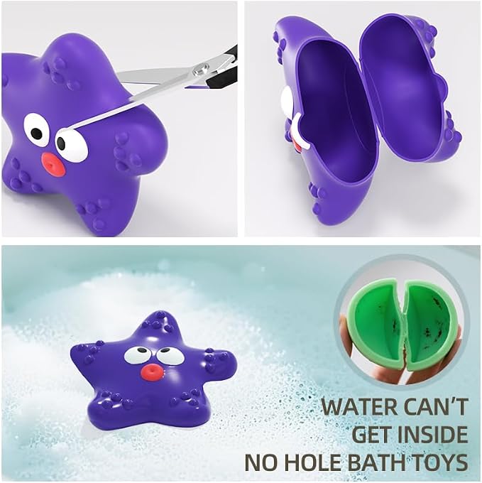 Bath Toys for Toddlers 6-12-18 Month, Bathtub Toys with 6 Baby Bath Animals, No-Hole Design Keeps Dry, Floating Toys Set for Baby 1 Year Old Boys & Girls (6 Pack)