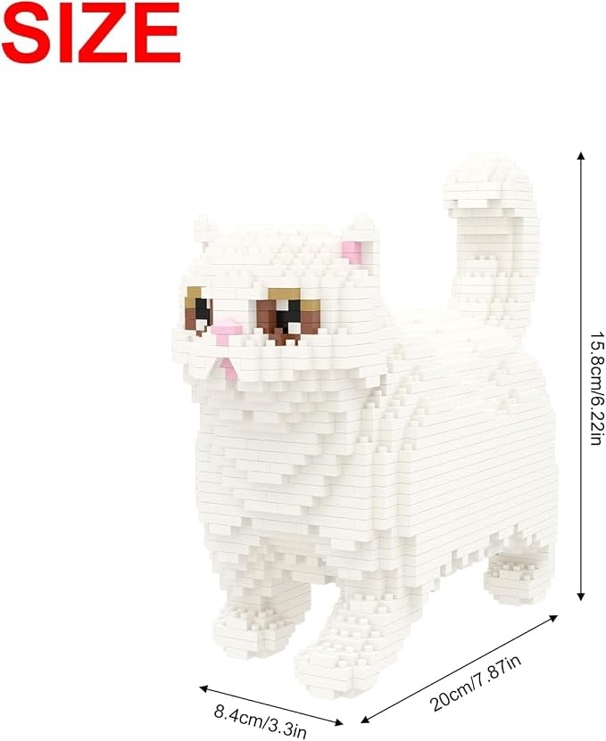 Larcele Cat Micro Building Blocks Animal Set, DIY Mini 3D Building Toy Bricks Kit,1196 Pieces KLJM-05 (Persian Cat)