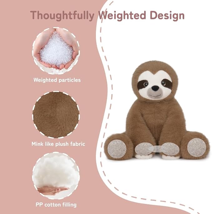 Niuniu Daddy 14" | 3.5 Pound Sloth Weighted Stuffed Animals for Adults & Kid, Calming Sloth Plush for Hugging Pillow, Sitting Cuddly Toy Huggable Gift for Everyday Comfort for Boys Girls