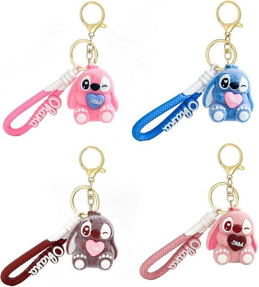 4Pcs Cute Cartoon Keychain Set, Collectible Anime Figure Keyring, Kawaii Pendant Accessory Fun Gift for Men Women